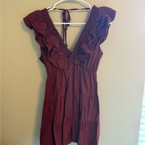 Altar'd State Maroon Ruffle Dress